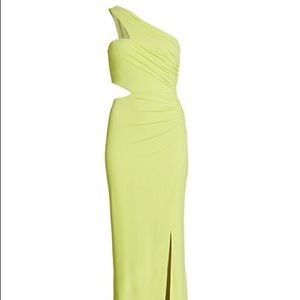 BCBGMAXAZRIA
Green Lime Sherbert One Shoulder Cut Out Gown Formal Dress
